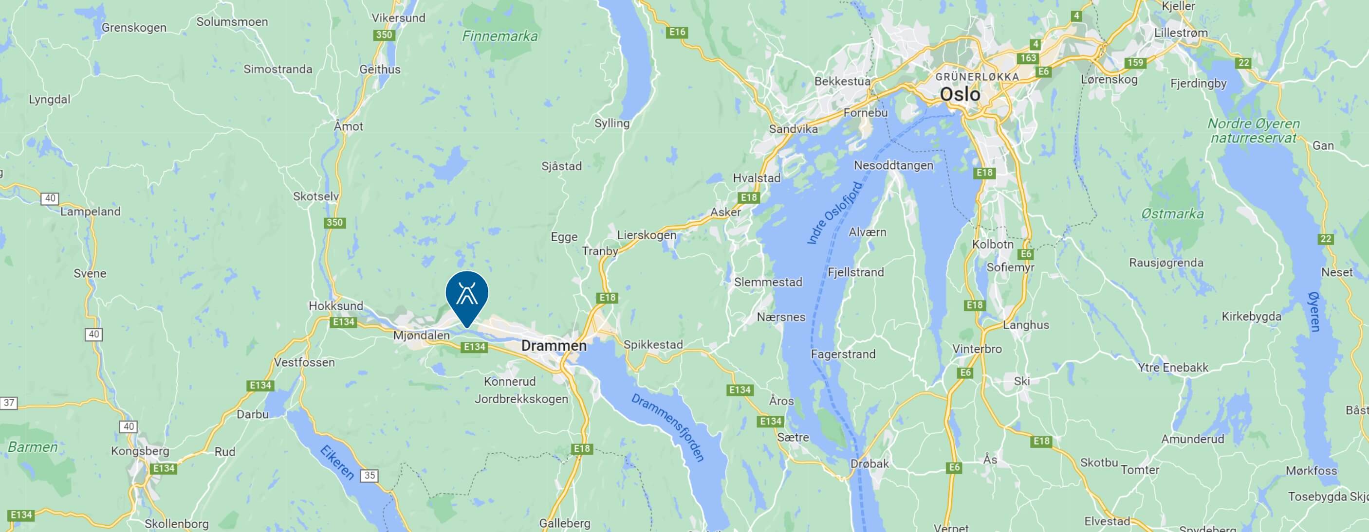 Kart over beliggenheten til Aasheim Kjøtt. Grafikk.